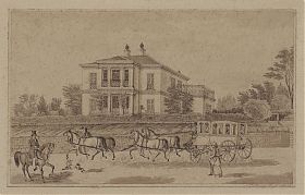 Carl Theodor Rausche (*1807 Heilbronn): Kutsche vor Landhaus (Württemberg) - Kunsthandel Steutzger