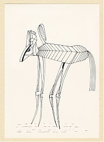 Mark Noe (1919-1977) : Tier, hochbeinig. -  Zeichnung, 1976 - Kunsthandel Steutzger / Buch am Buchrain & Wasserburg am Inn