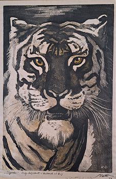 Henry Niestlé : Tigerin. - Farbholzschnitt, 1934. - JosephSteutzger / Antiquariat & Kunsthandel / Buch am Buchrain & Wasserburg am Inn 