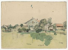 Hans Ganser (1897-1970) :Tötzham/bei Babensham - Aquarell / Antiquariat Joseph Steutzger / Buch am Buchrain & Wasserburg am Inn