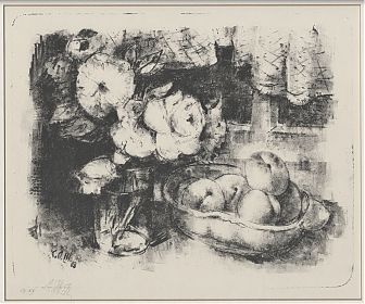 Carl Otto Müller (1901-1970) : Stilleben mit Pfirsichen. - Lithographie, 1968 - Antiquariat & Kunsthandel / Joseph Steutzger / Buch am Buchrain