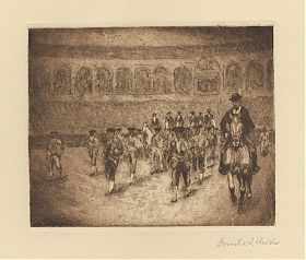 Dorul van der Heide (1903-1994) : Tauromachie (Corrida/Stierkampf). - Radierzyklus mit 14 Blättern in Weichgrundätzung (Vernis mou), in Braun gedruckt. - Joseph Steutzger / Buch am Buchrain & Wasserburg am Inn